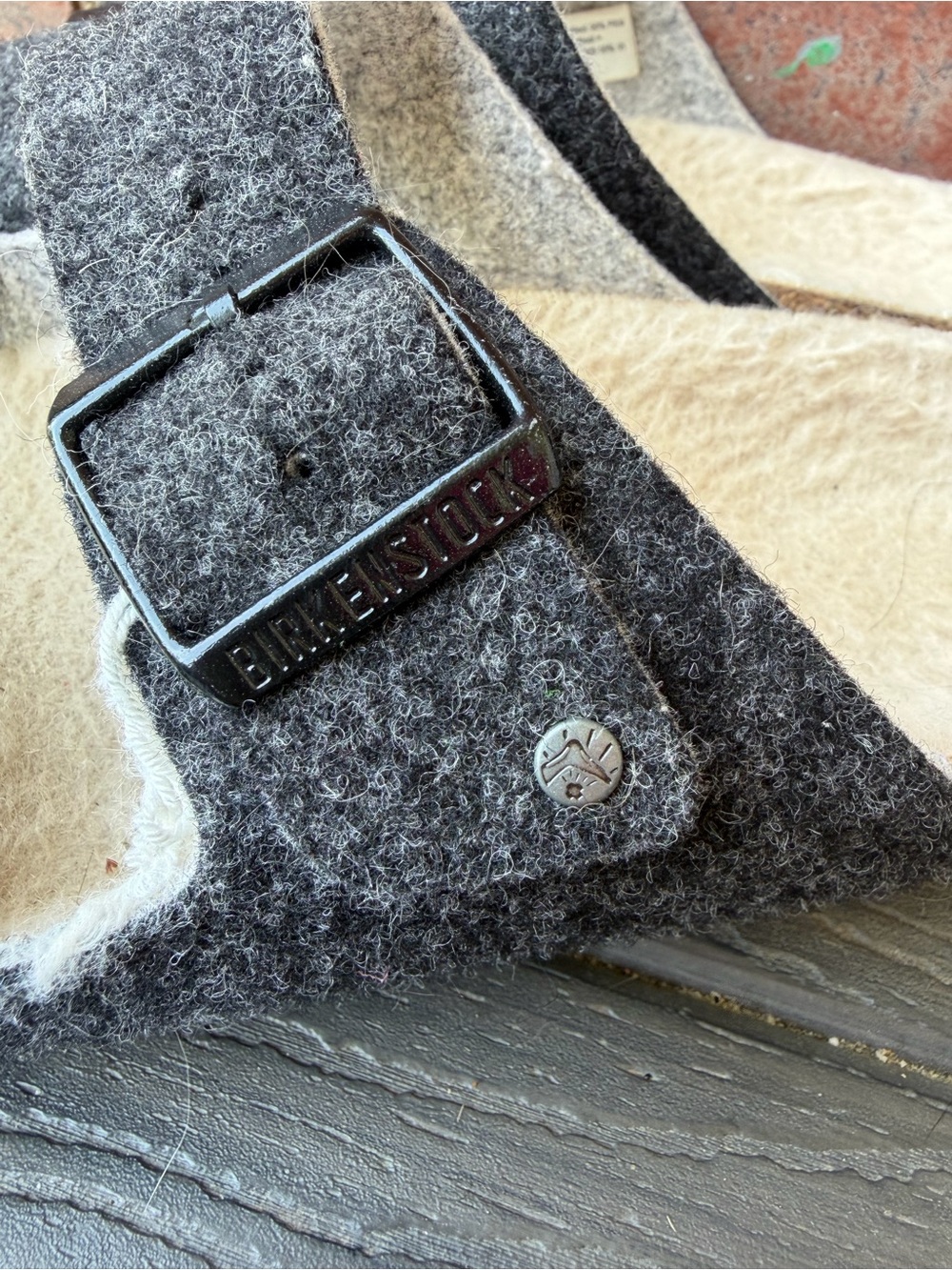 Birkenstock Arizona Rivet Wool Felt Sandals EU 40 Gray Anthracite Cozy Slides - Picture 7 of 13